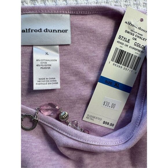 Alfred Dunner Women’s XLarge Swiss Chalet Embroidered Flutter Sleeve Top in Rasp - Picture 7 of 10